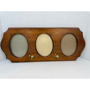 Vintage Granny Cottage Wood Triple Oval Photo Frame Hand Painted Floral Daisy